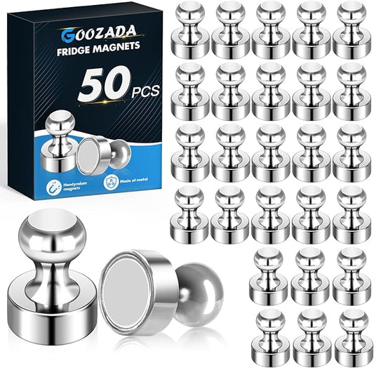 50Pack Magnets for Whiteboard,Strong Silver Refrigerator Magnets,Fridge Magnet,Map Magnets,Small Push Pin Magnet for Whiteboard,Fridge,Office,Classroom-DeskLoop Office
