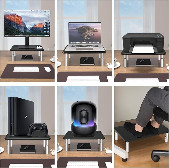 suptek Monitor Laptop Stand,Monitor Laptop Stand Riser for Desk,3 Height Adjustable,Laptop Computer Stand With Metal Vented Platform for Laptop, PC, Printer(MST003M)-DeskLoop Office