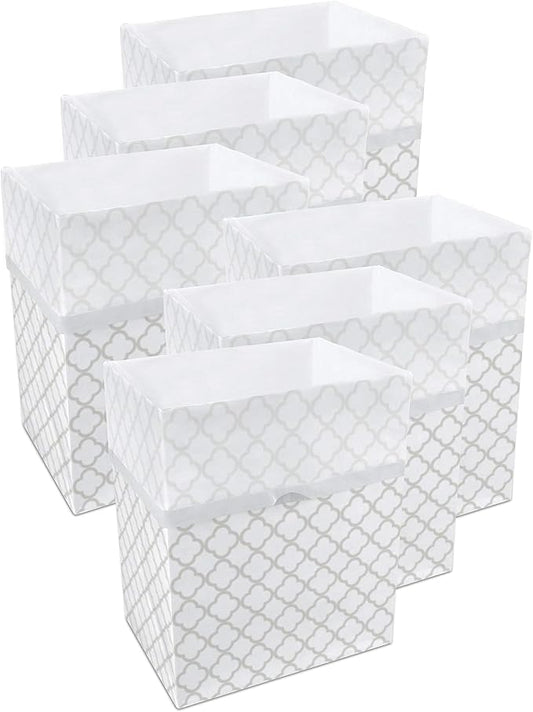 | 13 Gallon Disposable Trash Cans (6-Pack) with Fitted Trash Bags - Reusable Garbage and Recycling Bins for Parties, Events, and More (Trellis - 17" Height x 13.5" Width x 10" Depth)-DeskLoop Office