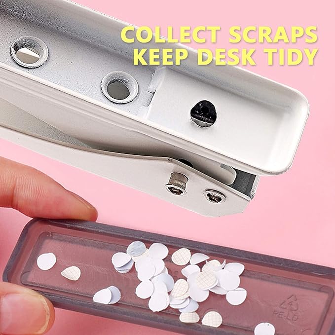 Single Hole Puncher Handheld 1/4 Inches Hole Punch, 20 Sheet Paper Punch Capacity Metal Hole Puncher with Skid-Resistant Base for Paper, Chipboard, Art Project, Ivory White-DeskLoop Office