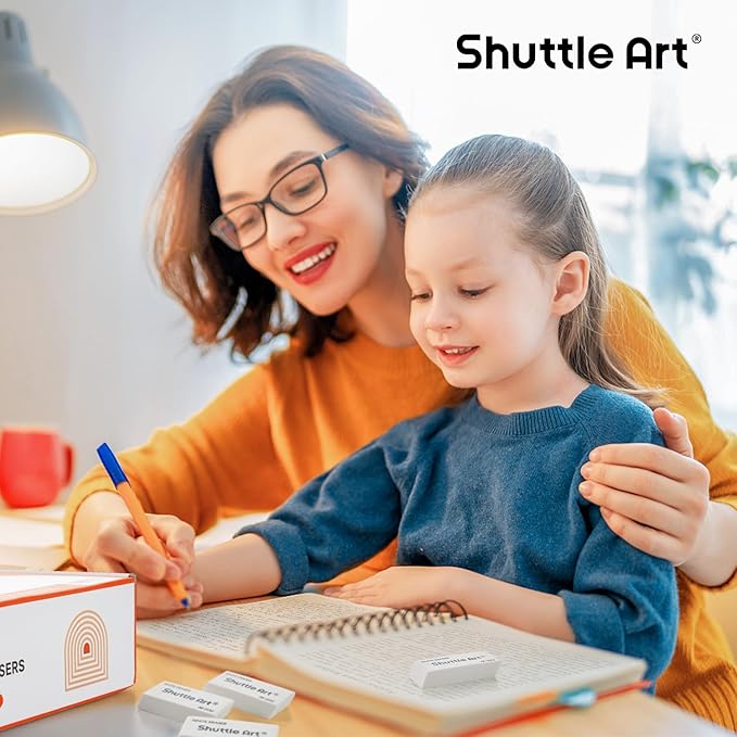 Shuttle Art White Erasers, 120 Pack Erasers Bulk, Smudge Resistant Eraser for Pencils, School Supplies for Kids, Students, Teachers, Office-DeskLoop Office