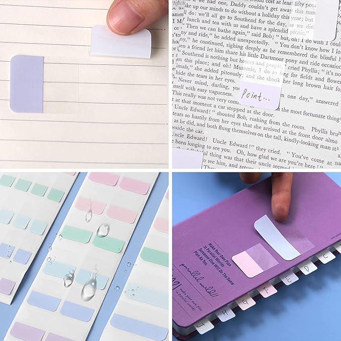 420 pcs Index Tabs, 3 Sizes Colored Page Markers, Writable and Repositionable Book Tabs, Page Tabs for Reading Notes, Books and Classify Files(Light Color)-DeskLoop Office