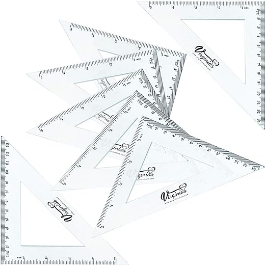 Virginia's Store 5 inch/13cm 90 Set-Squares Pack of 24, Crystal Clear Transparent, Shatter Resistant Plastic, Single-piece Plastic Molding, Drafting Tool Set, Ruler-DeskLoop Office