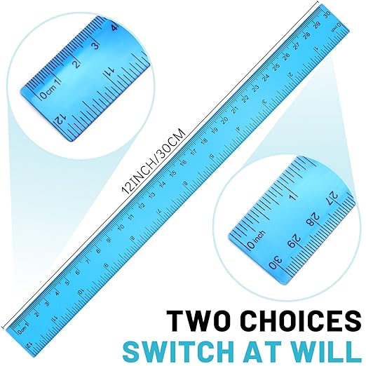 30 Pack Clear Ruler Plastic Rulers 12 Inch Transparent Assorted Color Kids Ruler Bulk for School with Centimeters Millimeter and Inches, Measuring Tools for Student School Office Home-DeskLoop Office
