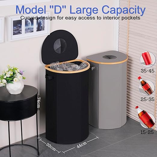 efluky Recycling Bin for Kitchen 100L, 26 Gallon Recycle Bins for Indoor Outdoor Home Use with 2 Removeable and Reusable Inner Bags, Tall Recycle bin for Bottle Can Plastice Stickers (Black)-DeskLoop Office
