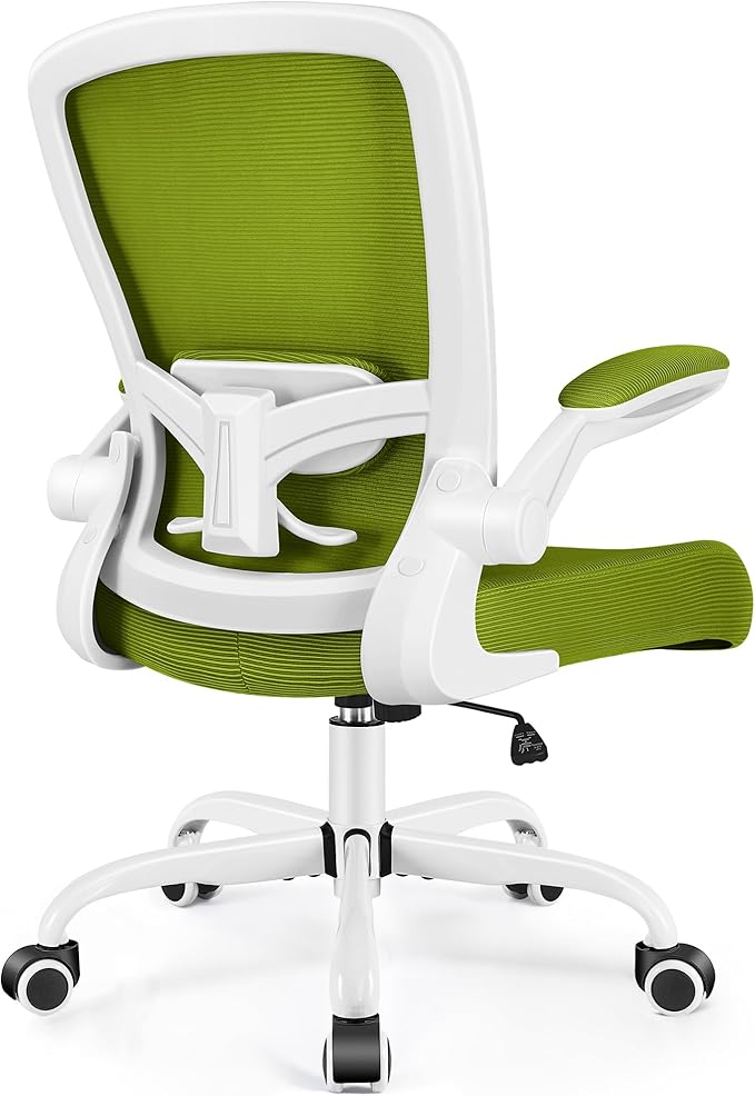 FelixKing Office Chair, Ergonomic Desk Chair Breathable Mesh Chairs with Adjustable High Back Lumbar Support Flip-up Armrests, Executive Swivel Comfy Task Computer Chairs for Home Office Avocado Green-DeskLoop Office