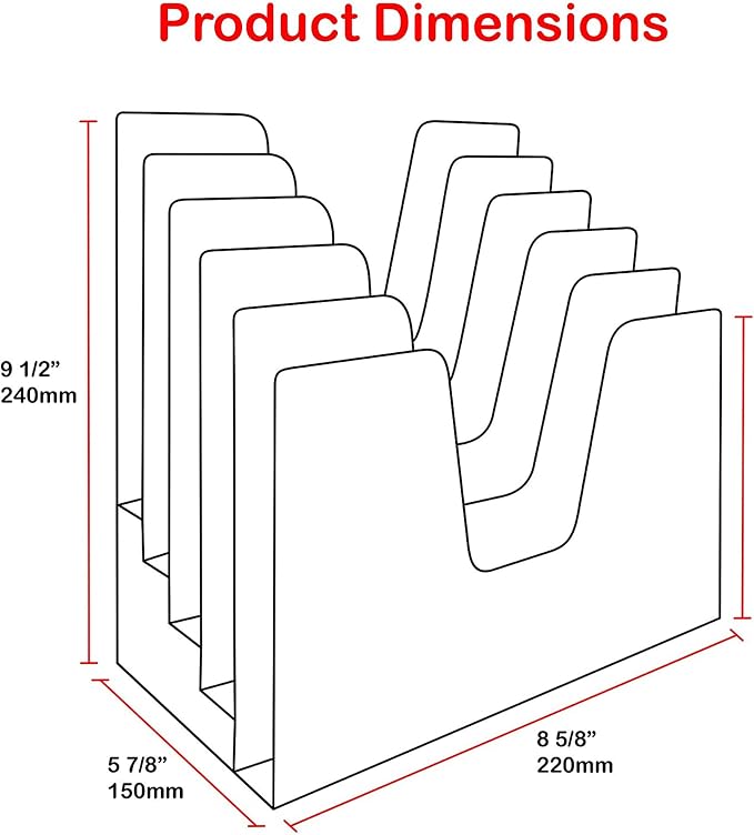 Acrimet 5 Section Incline File Sorter Organizer, Desktop Mail Holder, - Image 9