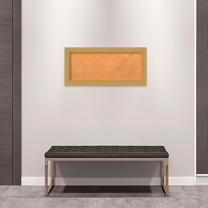 Amanti Art Natural Cork Board for Wall, 16x34 Vision Board with Gold Frame, Medium Corkboard Office Decor for Home Organization, Casual Corkboard Pinboard to display items for home organization-DeskLoop Office