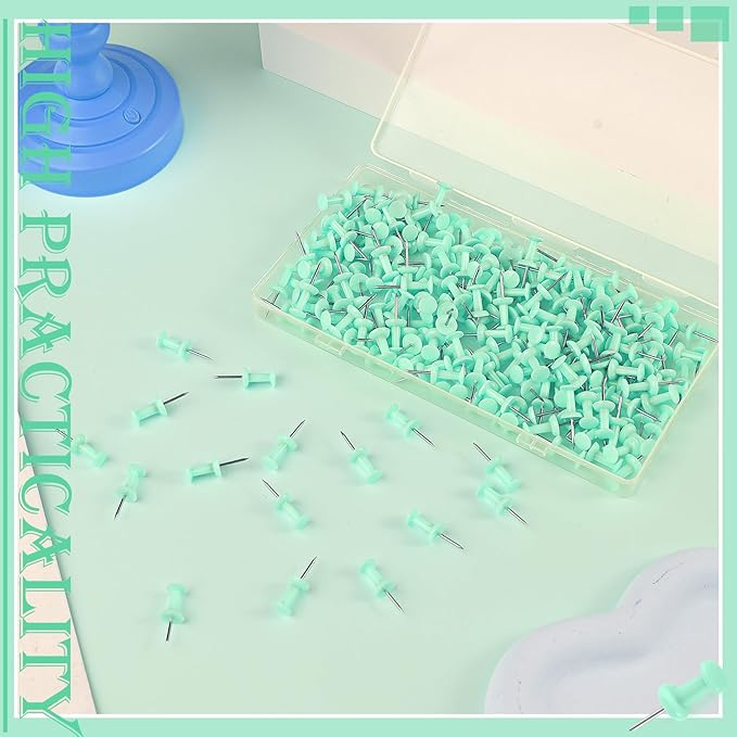 220 Count Green Push Pins, Standard Plastic Head Steel Point Thumb Tacks Decorative Push Pins for Cork Board Wall Hanging-DeskLoop Office