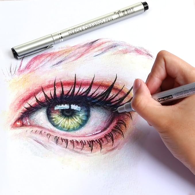 Set of 10 Black Micro-Pen Fineliner Ink Pens, Anti-Bleed & Waterproof Archival ink,Brush & Calligraphy Tip Nibs - Artist Illustration, Office Documents, Scrapbooking, Technical Drawing-DeskLoop Office