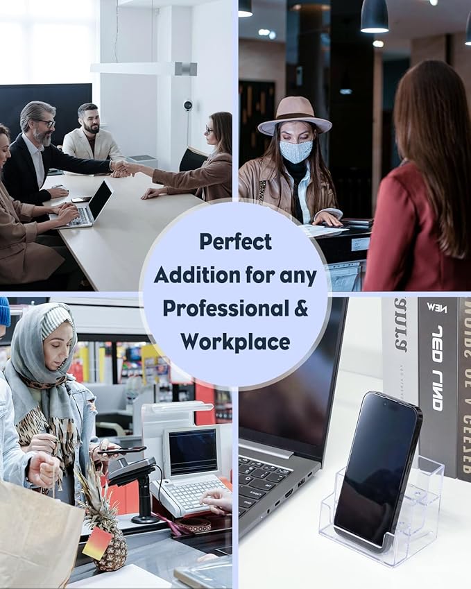 Uniclife 2 Pack Acrylic Business Card Holder for Desk 3 Slots Clear Business Card Display Stand for Men & Women Desktop Business Card Organizer Card Stand for Office Home Exhibition, 180 Card Capacity-DeskLoop Office