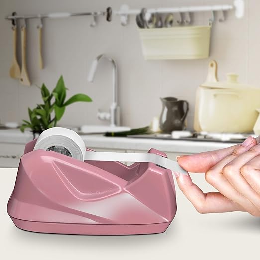 Acrimet Premium Desktop Tape Dispenser, Plastic, Non-Skid Base (Heavy Duty) (Pink Color)-DeskLoop Office