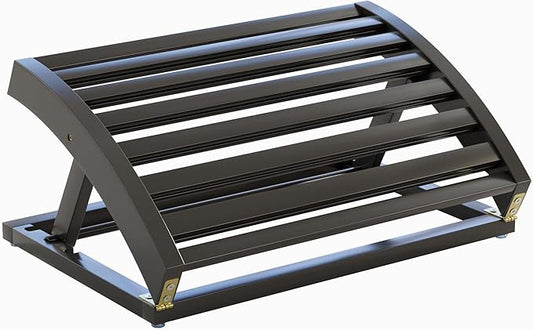 Foot Rest for Under Desk at Work - Adjustable Black Bamboo Footrest for Office and Couch-DeskLoop Office