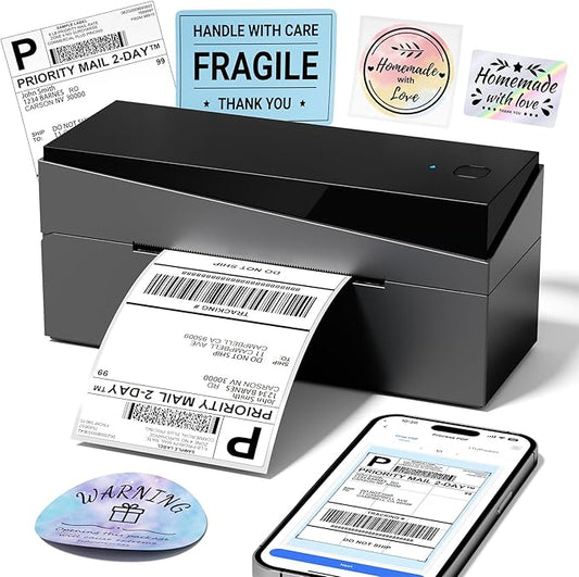 Bluetooth Shipping Label Printer 4x6, 249BT Thermal Label Printer 4x6 for Small Business, Shipping Packages, Office, Home, Compatible with Android iPhone iPad Windows macOS Chrome USPS Etsy-DeskLoop Office