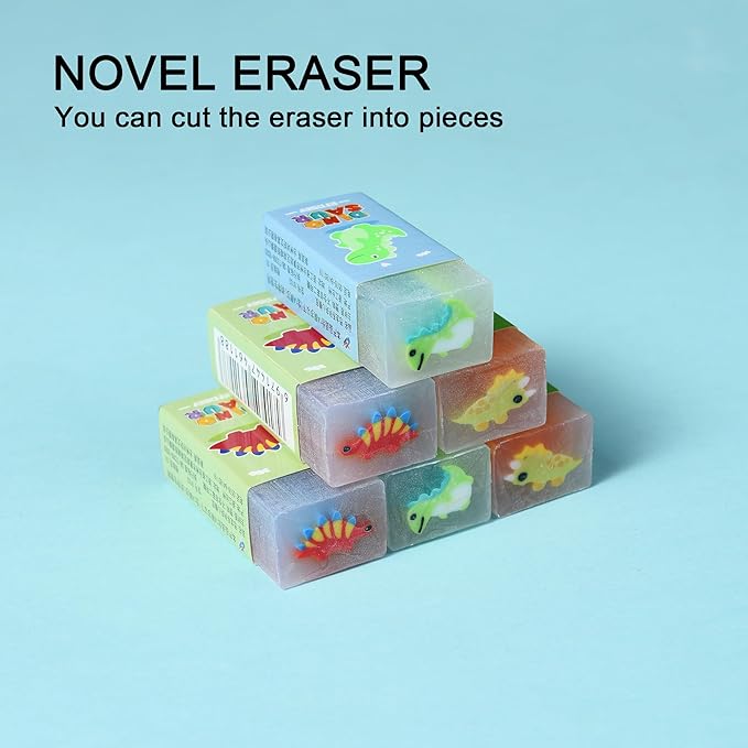 18Pcs Cute Dinosaur Erasers for Kids Bulk, Kawaii Fun Pencil Jelly Erasers for School Classroom Supplies Prize Gifts Party Favors-DeskLoop Office