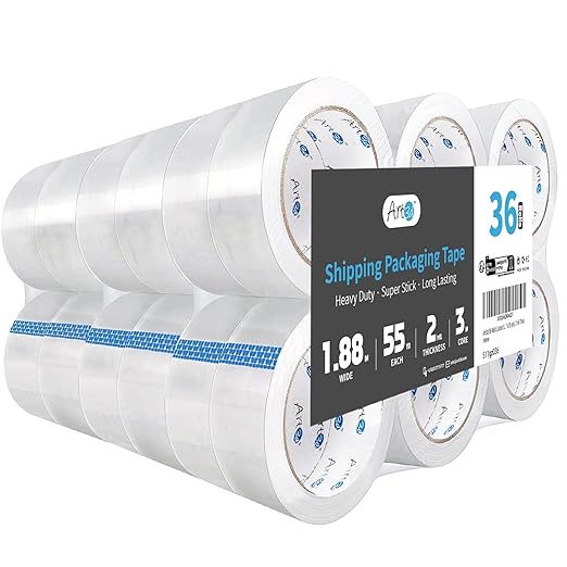 Art3d 36 Rolls Packing Tape - Clear Carton Sealing Tape Heavy Duty, 1.88" x 55 yds, 2.2 mil Thick-DeskLoop Office
