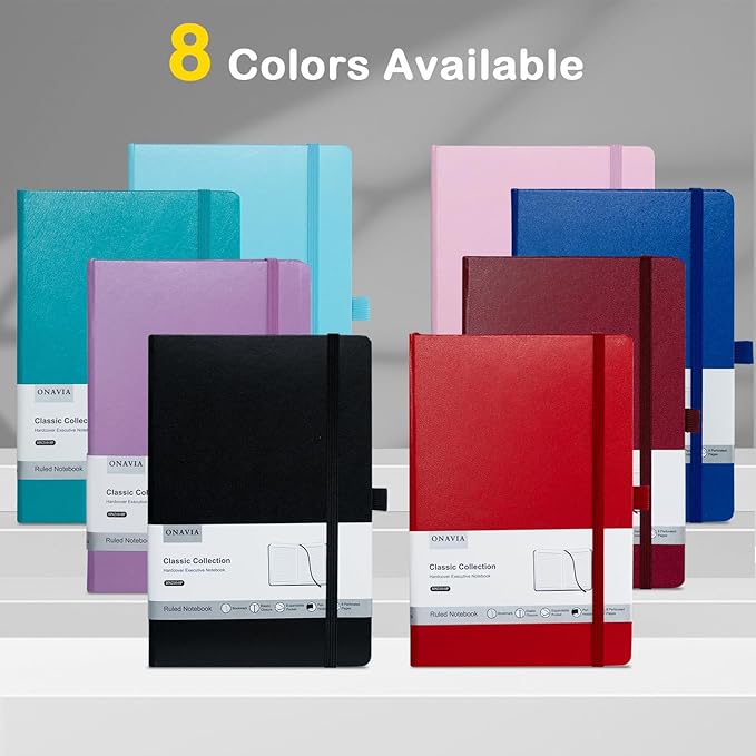 8 Pack Lined Journal Notebooks for Work, Travel, College, (A5 Size 100 GSM Thick Paper) - Classic Ruled, Hardcover Notepad for Writing 160 Pages, 5.5 x 8.3 inch - Multipack 8 Colors-DeskLoop Office