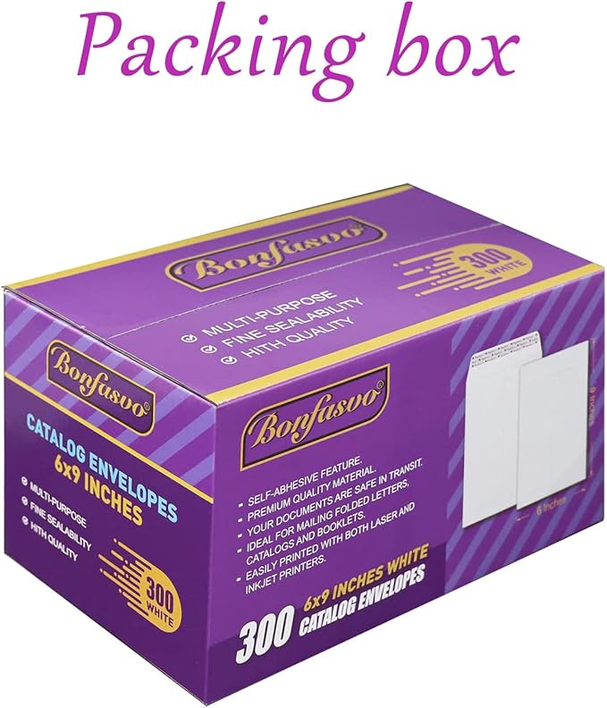 300 Pack 6x9 White Catalog Envelopes Peel & Seal Security Mailing Envelopes 120GSM Kraft Paper self Seal Envelopes for Invitations Papers Photos Documents Pictures Papers Files-DeskLoop Office