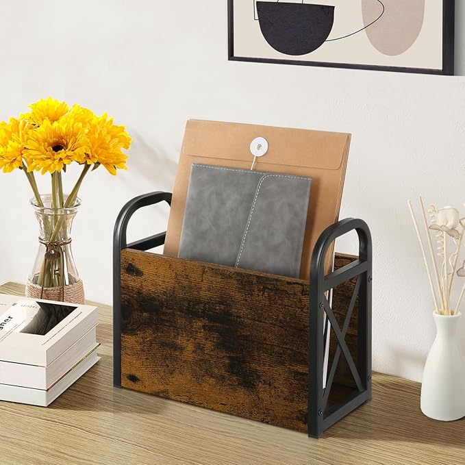 YINMIT Magazine Holder, Magazine Rack Floor, Magazine Storage Basket, Folder Organizer Bin for Books, Newspapers, Tablets-DeskLoop Office