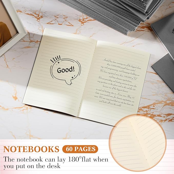 100 Pcs Kraft Notebook Journals 5.5 Inch x 8.3 Inch A5 Softcover Notebooks Bulk for Writing Sketch Office Notepad with 60 Pages 30 Sheets (Multicolor,Lined)(Grey,Lined)-DeskLoop Office