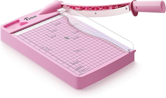 Firbon 12" Guillotine Paper Cutter, Heavy Duty 12-Sheet Capacity Trimmer for Cardstock, Photos, Scrapbooking, Office, Classroom, Studio (Pink)-DeskLoop Office