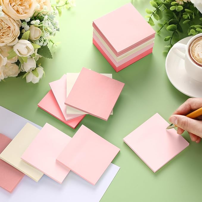 Fainne 60 Pack Sticky Notes Bulk Back to School Supplies Self Stick Note Pads Paper Memo for Office First Day of School Student Teacher Essentials (3x3 Inch,Pink)-DeskLoop Office