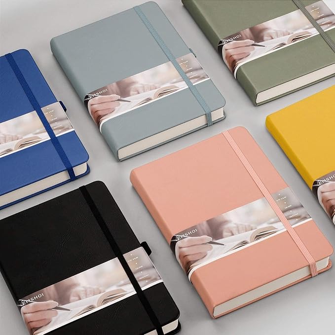 EMSHOI Dotted Notebook - 256 Pages A5 Bullet Dotted Journal, Hardcover Dot Grid Notebook, Leather Notebooks for Work, 120gsm Thick Paper,16 Perforated Pages, Inner Pocket,5.75'' × 8.38''-Pink-DeskLoop Office