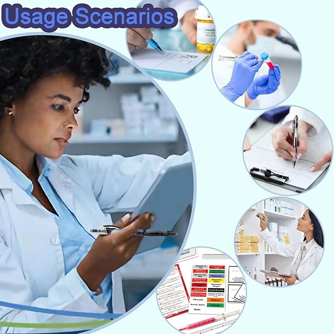 10 Pack Pharmacy Pens Set with 7 Gel Ink Pens(Black/Blue/Red), 3 Syringe Highlighters, Funny Writing Instruments for Nurses Pharmacists Technicians Medical Assistants Students-DeskLoop Office