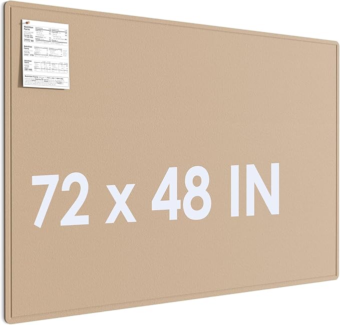 MaxGear Extra Large Bulletin Board 72" x 48", Foldable Felt Board Vision Board Supplies, Cork Board for Office, Home, School, Small Pin Boards for Walls Decorative Display Board Beige Brown-DeskLoop Office