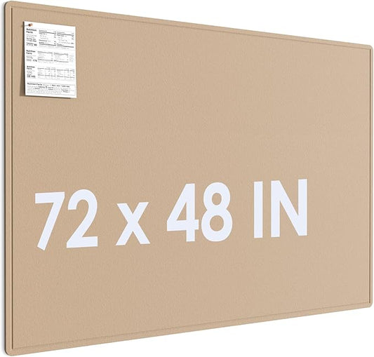 MaxGear Extra Large Bulletin Board 72" x 48", Foldable Felt Board Vision Board Supplies, Cork Board for Office, Home, School, Small Pin Boards for Walls Decorative Display Board Beige Brown-DeskLoop Office