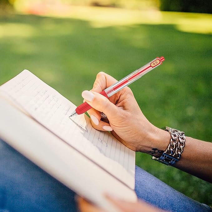 Aozora 20 Pack Red Gel Pens Fine Point Smooth Writing Pens Retractable Red Ink Pen with Soft Grip 0.5mm Quick Dry Office School Supplies Gold Clip-DeskLoop Office