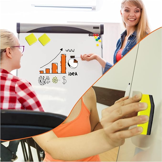 Magnetic Whiteboard & Chalkboard Cleansers, 48 Pack Small Dry Eraser, Magnetic Erasers (Yellor)-DeskLoop Office