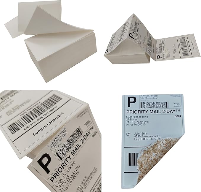 500 4x6 (100x150mm) Fanfold Direct Thermal Shipping Labels – 500 Commercial Grade Labels-DeskLoop Office