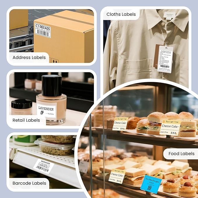 CLABEL Thermal Label Maker Machine: 221B Bluetooth Label Maker Machine with Tape Mini Sticker Printer Barcode Printer Compatible with Smartphone with 3 Roll 40x30mm,50x30mm,50x80mm Label (Black)-DeskLoop Office