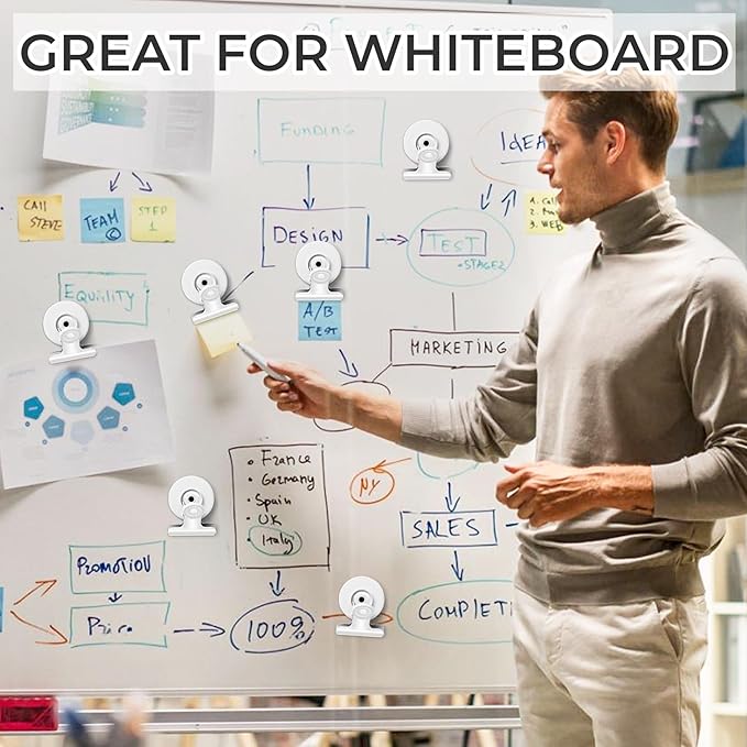 20 Pack Refrigerator Magnets, White Magnetic Clips Whiteboard Magnets, Magnet Clips Heavy Duty Fridge Magnets for Photo Displays, Home, Office, Classroom-DeskLoop Office