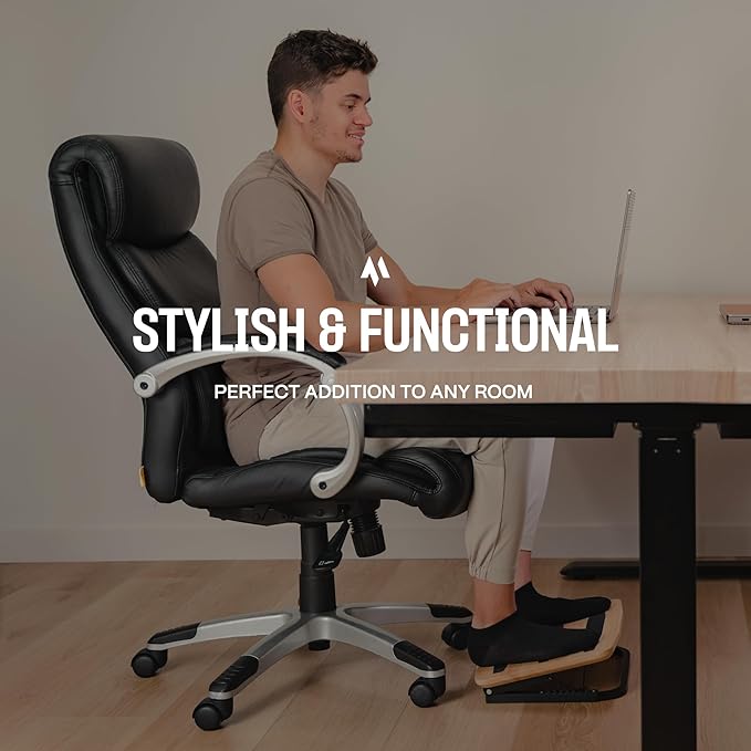Adjustable Under Desk Foot Stool - Ergonomic Foot Rest with 7 Angles - Natural-DeskLoop Office