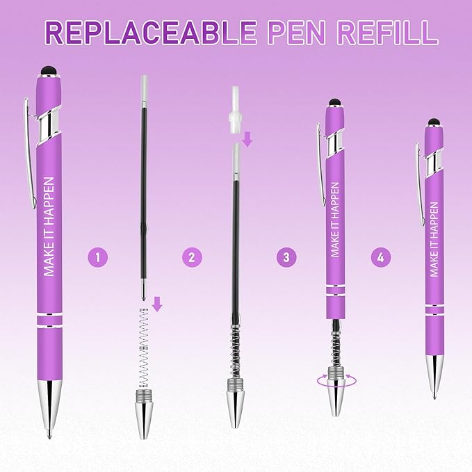 100 Pcs Inspirational Pens Bulk - Motivational Ink Ballpoint Pen with Quotes Stylus Tip Nurse Gifts for School Coworkers Office Supplies Black Ink-DeskLoop Office