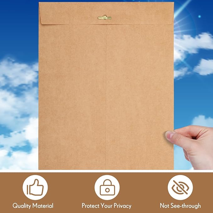 Teling 50 Pcs Manilla Envelopes Clasp Kraft Catalog with Closure for Storing Mailing 28 lb Kraft Envelope Paper for Office Document School Business Home(Brown,10 * 13)-DeskLoop Office