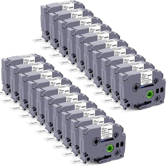 20PK Compatible with Brother Label Maker TZe-231 TZe Tz Tape 12mm 0.47 Laminated White P Touch Label Tape, Compatible wit-DeskLoop Office