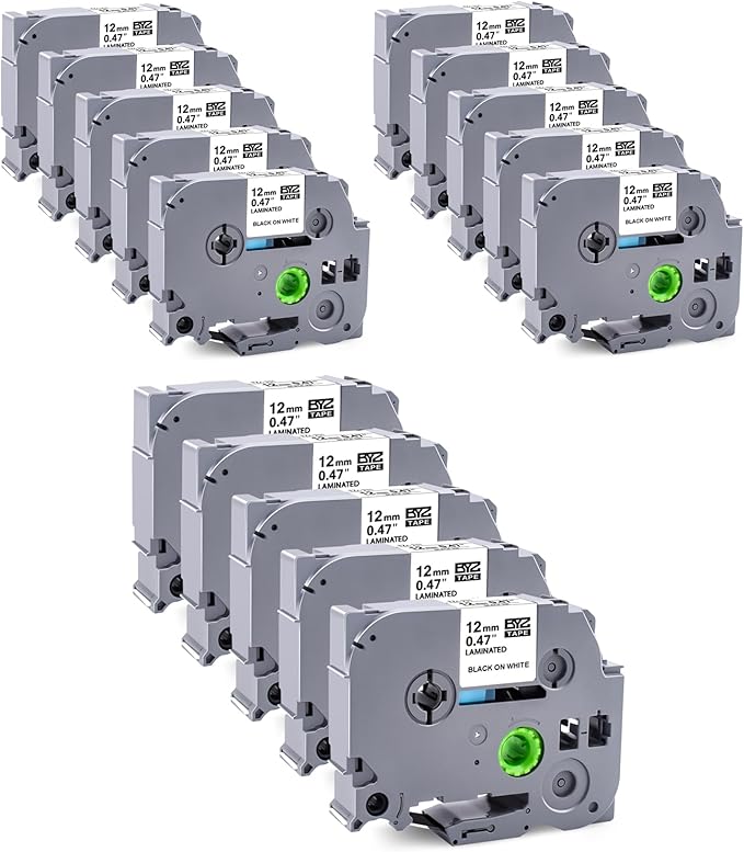 TITBIT 15Pack Compatible with Brother P Touch Refill Tape Cartridges Fit for Label Maker PT-D210 PT-H110 P Touch Cub,12mm 0.47 Laminated White TZ Tape TZe-231 TZE231,Black on White,for PTD410 PTD600-DeskLoop Office