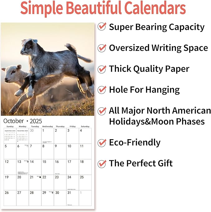 2025 Wall Calendar,Calendar 2025, January 2025 - December 2025, Wall Calendar Baby Moo Moos, 12" x 24" Opened,Full Page Months Thick & Sturdy Paper for Calendar Organizing & Planning-DeskLoop Office