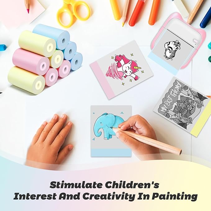 9 Rolls Thermal Printer Paper - Colorful, Non-sticker, 3 Color for Most Mini Thermal Printers-DeskLoop Office