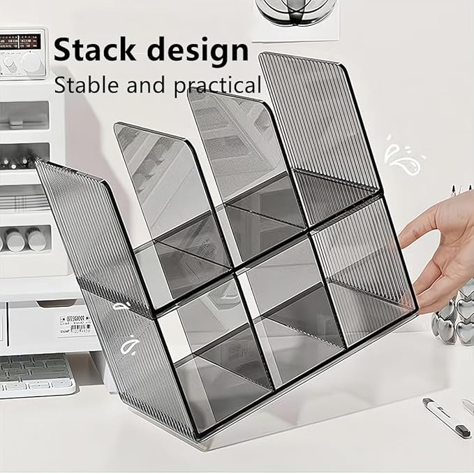Acrylic Desk File Organizer,Office desktop Folder Mail Organizer,Letter Book record Magazine Holder (gray 2 Pack)-DeskLoop Office