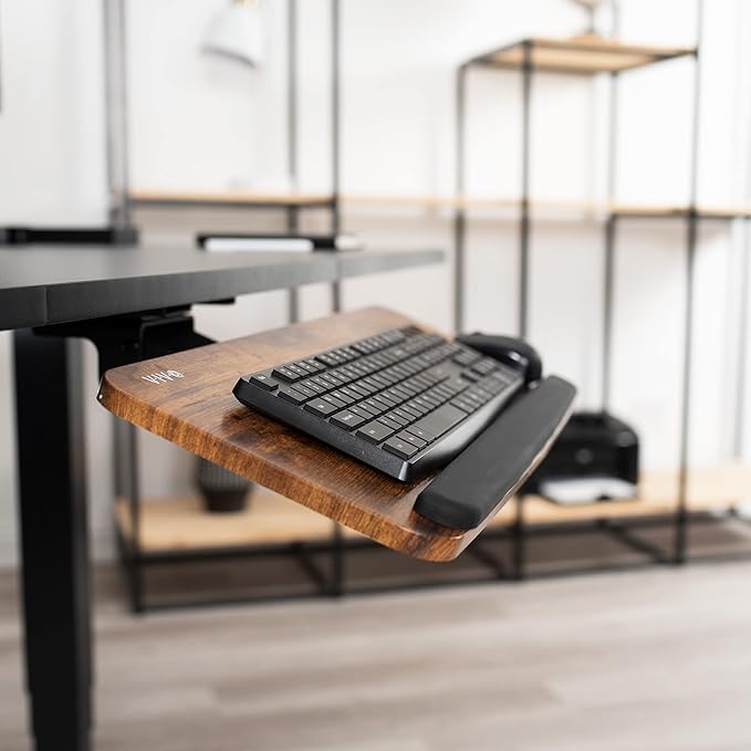 VIVO Adjustable Computer Keyboard and Mouse Platform Tray, Ergonomic Under Table Desk Mount Drawer Underdesk Shelf, Rustic Vintage Brown, MOUNT-KB03N-DeskLoop Office