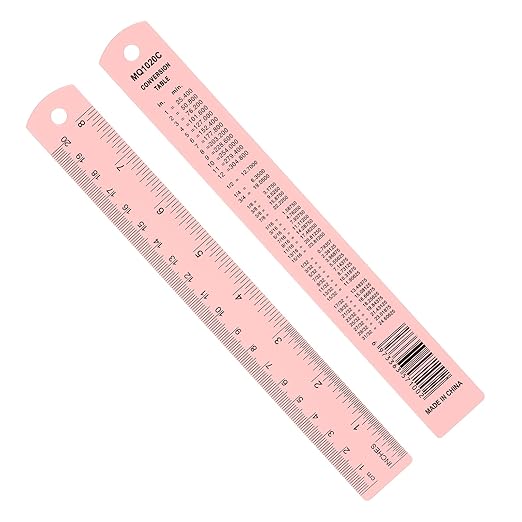 PATIKIL 20cm/8" Metal Ruler, 2 Pack Aluminum Alloy Rulers with Centimeters, Millimeters, Inches and Conversion Table Straight Edge Ruler for Writing Machinist Drafting, Pink-DeskLoop Office