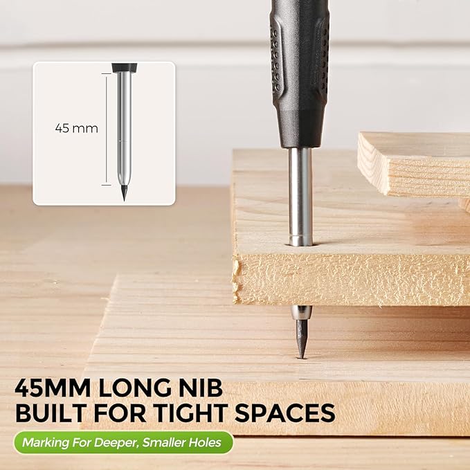 Nicpro Carpenter Pencil with Sharpener, CP3000 Construction Pencils with 6 Refills in a Lead Dispenser, Deep Hole Mechanical Pencil for Construction, Heavy Duty Carpenter Tools for Woodworking Marking