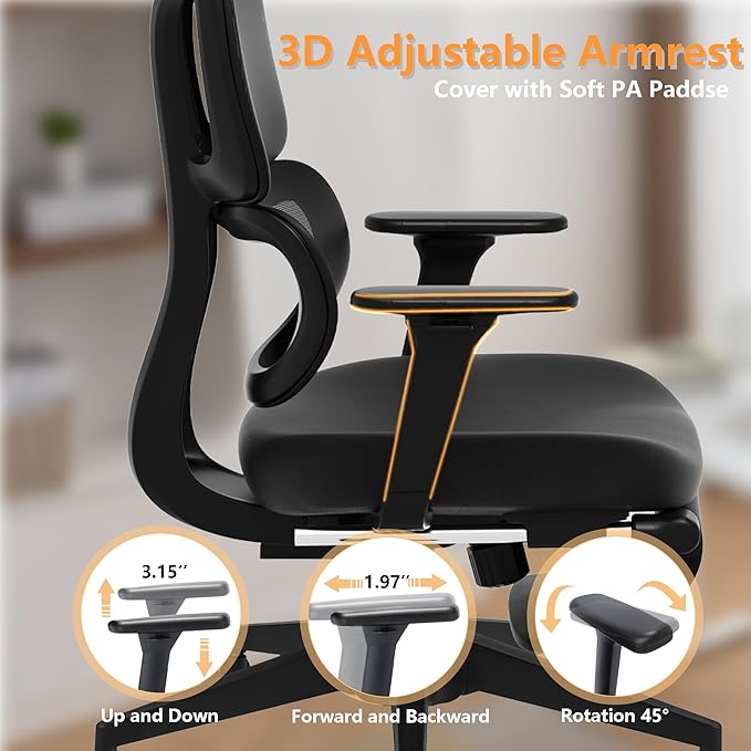 FLEXISPOT ErgoX-S Big and Tall Mesh Office Chair, Computer Desk Chair Adjustable Swivel with Footrest Lumbar Support Headrest and 360°Rotation for Home Office, Black Foam-DeskLoop Office