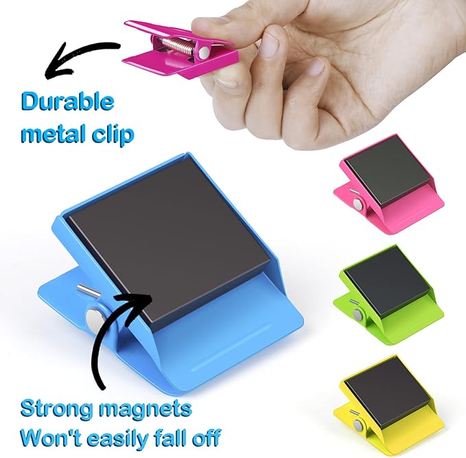 Grtard 8 Pack Magnetic Clips Heavy Duty, Colorful Strong Fridge Magnet Clips Heavy Duty, Metal Magnet Clips for Fridge, Clip Magnets, Magnetic Clips for Refrigerator, Locker, Whiteboard, Home, Office-DeskLoop Office