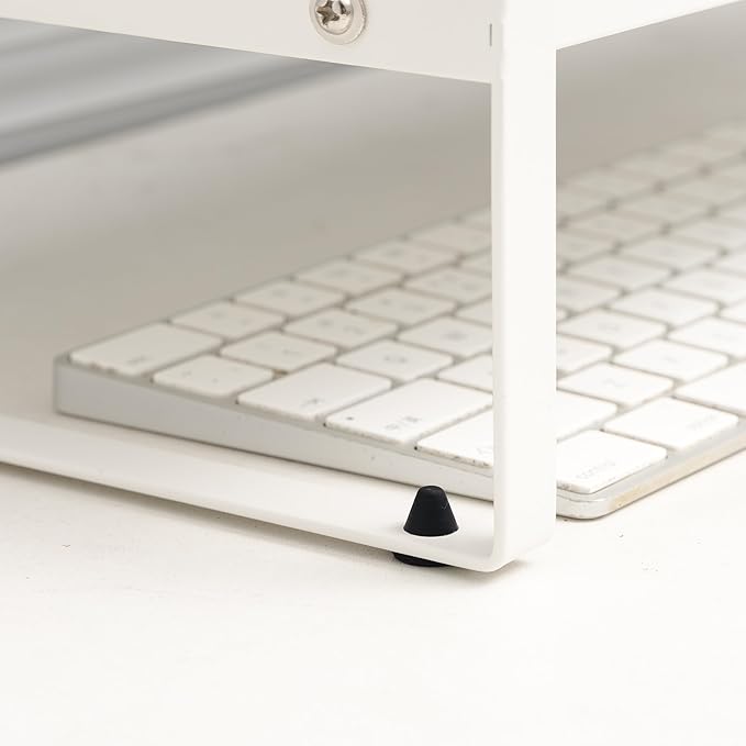 Adjustable Metal Monitor Stand - 11.6"-21.3" Ergonomic Desktop Riser for Computer/Laptop/TV, Heavy-Duty Office Shelf with Space-Saving Design (White)-DeskLoop Office