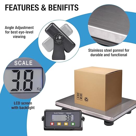 SurmountWay Large Shipping Scale, 440lb/0.35oz Digital Postal Scale with Tare/Count/Auto-Off Function, High Accurate Shipping Scale for Packages,Small Business,Luggage,Warehouse,Home (15.3"x11.8")-DeskLoop Office